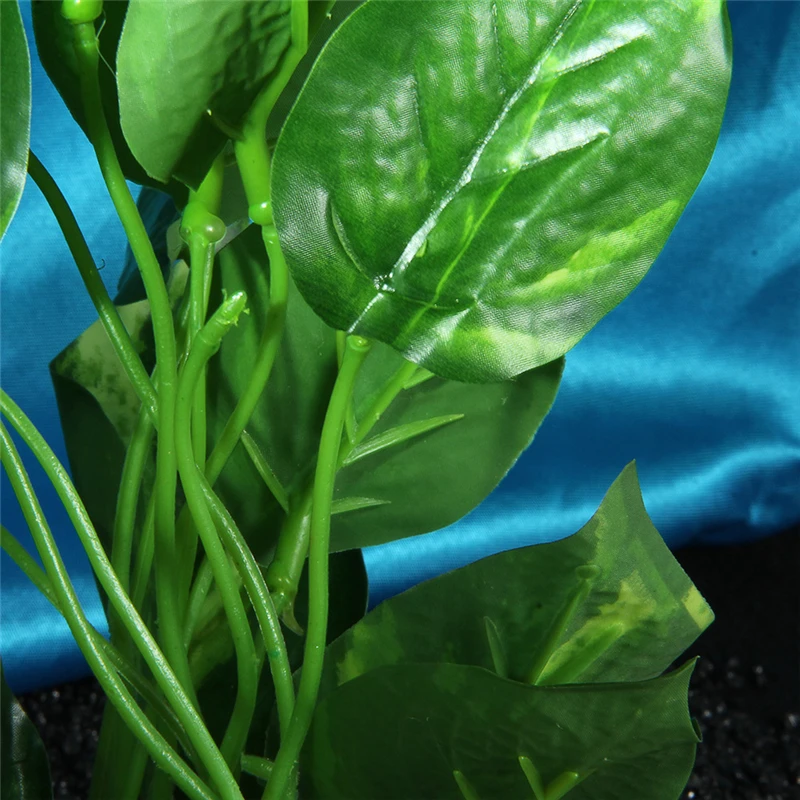 3 28CM Artificial Fish Tank Aquarium Plant Real Look Fish Tank Plastic Under Water Plant Grass Decoration Ornament Green Leaves