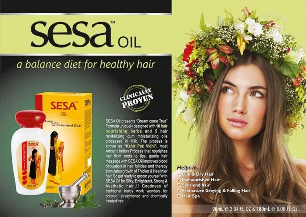 Индийское масло для волос Sesa для здоровых волос предотвращает выпадение перхоти волос Greying волос 100% аюрведический массаж 90ml-XF DZ