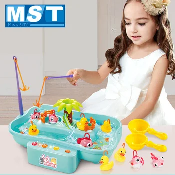 

Early Education Outdoor Sports Novel Fishing Toys Electric Rotating Fishing Play Game Musical Fish Plate Set For Children Kids