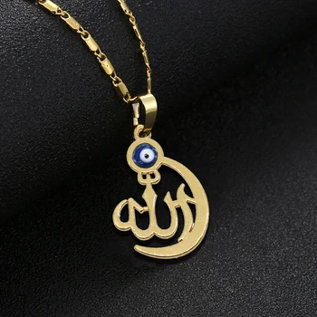 

Wholesale Classic Arab Muslim Islamic Totem Allah Pendant Evil Eye Necklace Female Pendant Jewelry Exquisite Gift