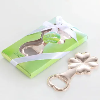 

20PCS/LOT Lucky Four Leaf Clover Bottle Opener Baby Shower and Wedding Favor Birthday souvenirs for guests