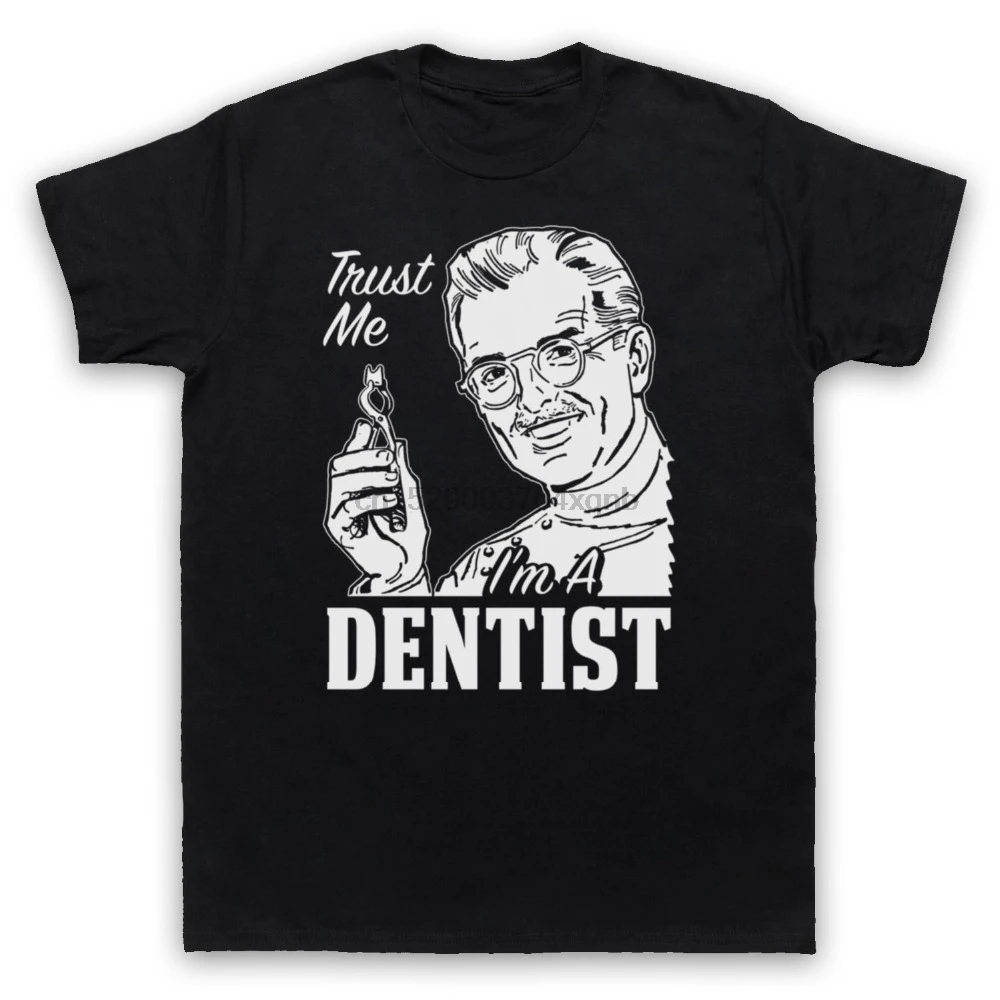 Летняя хлопковая футболка с короткими рукавами надписью TRUST ME IM A DENTIST смешная