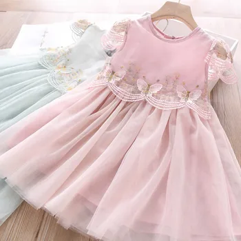 

2020 Summer Girls Waist Stereo Butterfly Dress Wholesale Children's Clothing