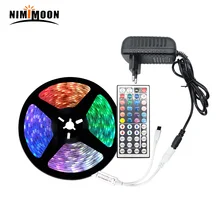 Светодиодный RGB SMD 5050 2835 гибкий светодиодный светильник-лента RGB светодиодный лента 5 м 10 м 15 м DC 12 В диодный ремешок+ пульт дистанционного управления+ адаптер