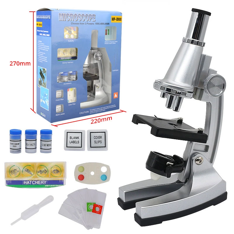Educational Illuminated Microscope 100x, 400x, 900x Children Gift  Microscope for Kids To Learn Science Christmas Birthday Gift