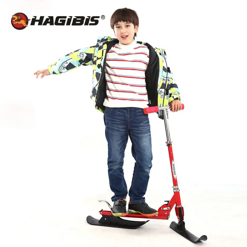 HAGIBIS 2 In 1 Youth Street & Snow Scooter, Folding kids Skate Board, Snow scooter child sled luge