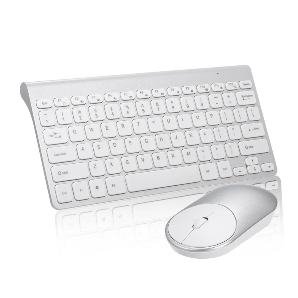 2.4G Optical Wireless Keyboard Mouse Mice USB Receiver Kit for PC Laptop Portable Office Suit - Цвет: Белый