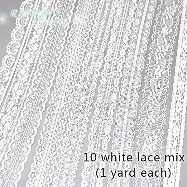 10 lace mix 5 ярдов/рулон) белая кружевная ткань тонкая лента для украшения упаковочного материала рулон - Цвет: 10 lace mix