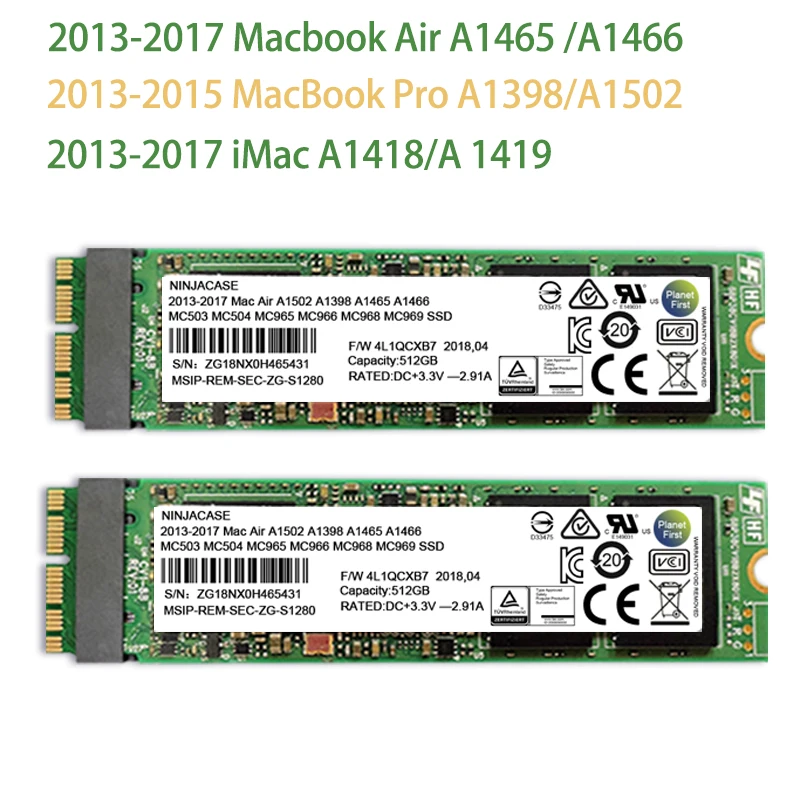 Новый 512G для Macbook Air 2013 2014 2015 A1465 A1466 imac PRO A1502 A1398 мини твердотельный диск MAC