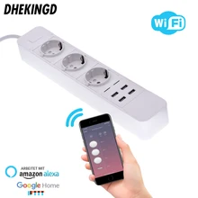 Wifi Smart Power Strip 3 EU مقابس 3a with 4 USB Port App Voice Control work for Amazon Echo Alexa's Google Home IFTTT Wifi Smart Power Strip 3 EU مقابس 3a with 4 USB Port App Voice Control work for Amazon Echo Alexa's Google Home IFTTT