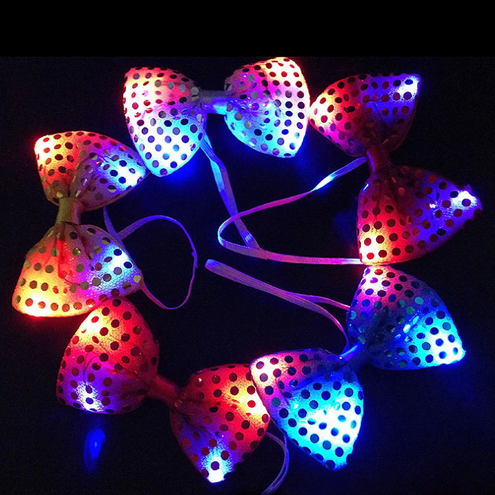 

5pcs LED Sparkly Glitter Sequins Light Up Necktie Blinking Flash Glow Tie Party Show Favor Stage Performance Event Decoration