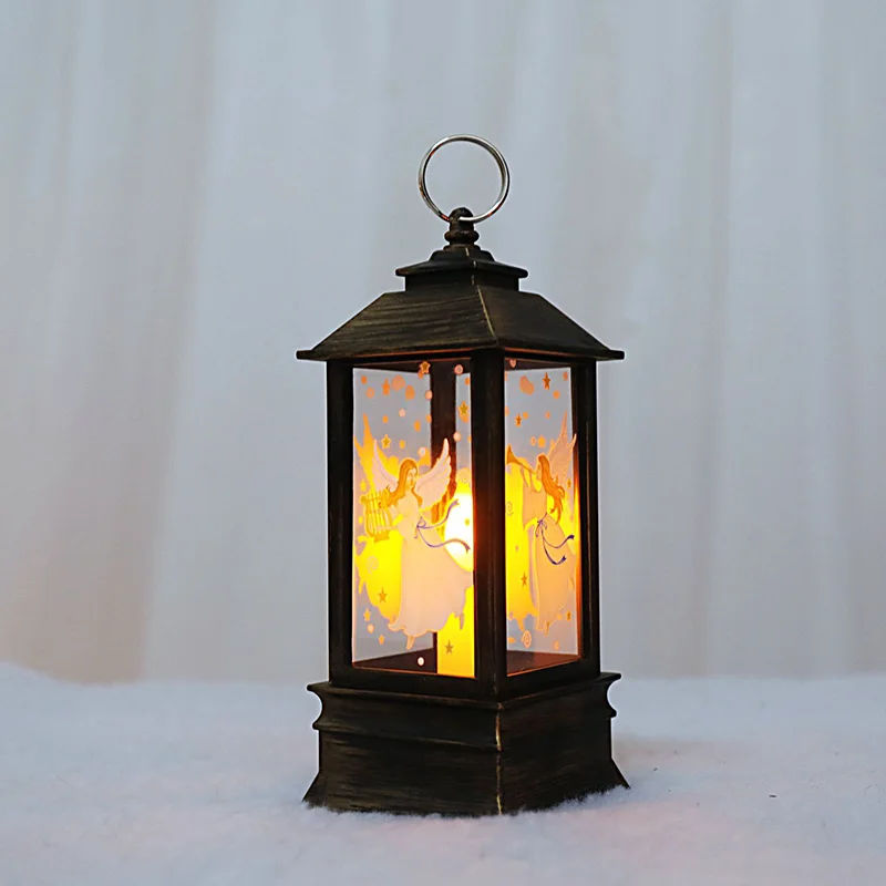 Светодиодный фонарь, чайный светильник, фонарь, рождественские украшения для дома, Санта-олень, светильник со снеговиком, Navidad, украшение на год, FY0104 - Color: Bronze-angel-L