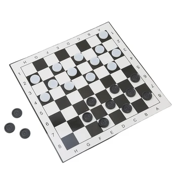 

1 Set Checker Durable Folded Plastic Collapsible Draughts Checkers Chess Checkers Set For Kids Children Adults