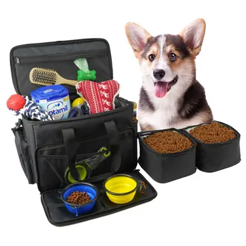 

Dog Food Storage Bag Camping Double Foldable Pet Bowl Waterproof Durable Travel Organizer Cat Puppy Training Pocket Snack Reward