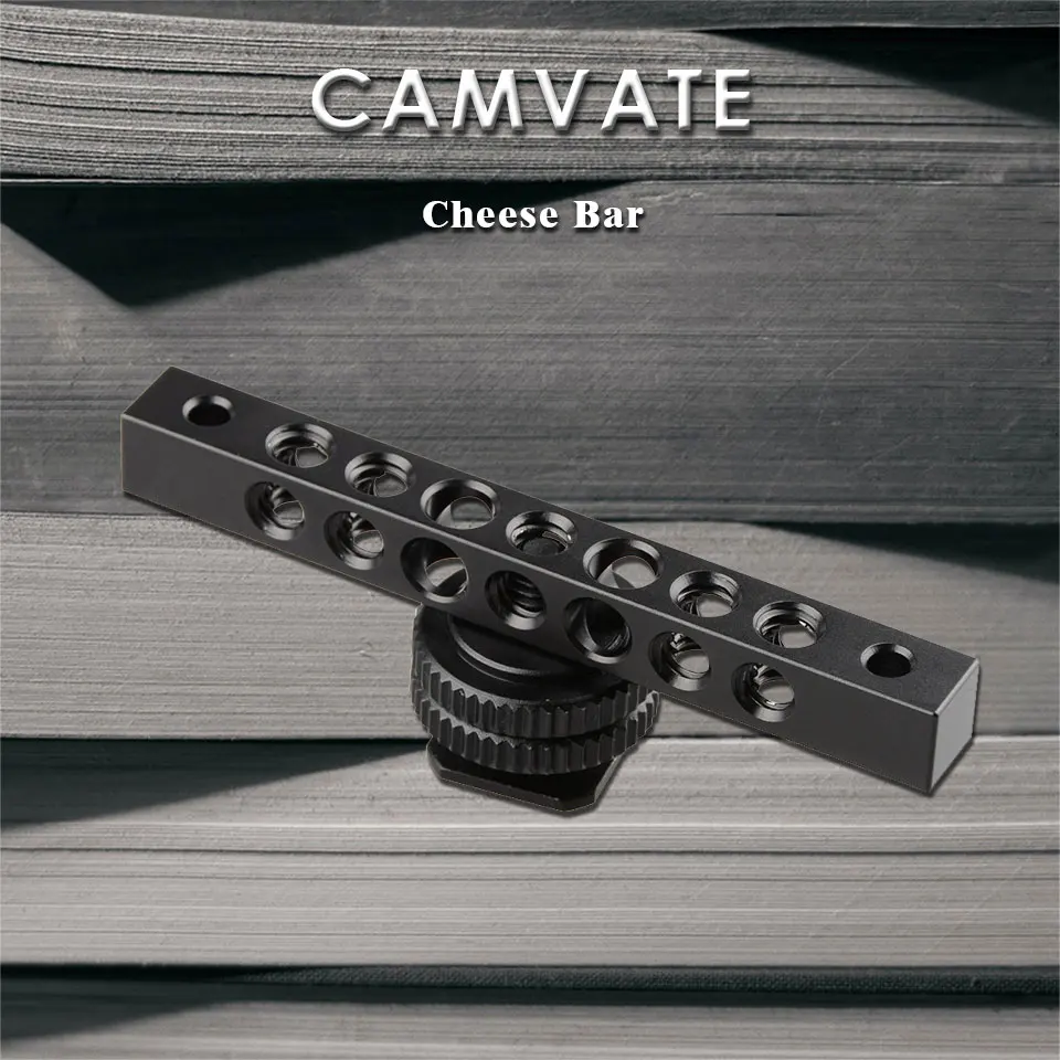Aluminum Cheese Bar With Hot Shoe Adaptor & 1/4"-20 Threaded For Monitor/ Microp