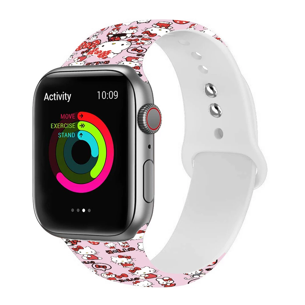 UEBN Hello Kitty Силиконовый ремешок для apple watch 38 42 40 44 мм печать Сменный ремень для iwatch серии 4 3 2 1 ремешки для часов