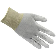 Нейлоновые антистатические перчатки с высоким сопротивлением из углеродного волокна, полиуретановые перчатки для работы с ладонями и пальцами, защищающие вашу безопасность GY88