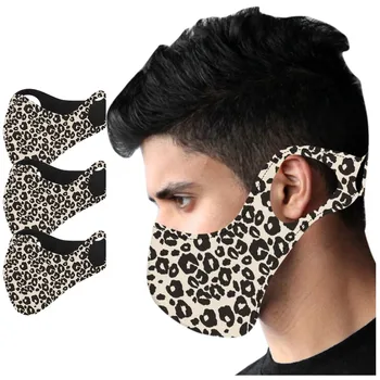 

3PCS Leopard Print Masks Adults Ear No Pain Riding Running Hiking Outdoor Windproof Protective cotton Mask mondmasker wasbaar