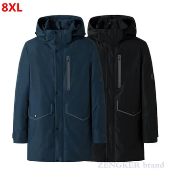 

Autumn winter new men's plus size mid-length stand-up collar hooded down jacket 8XL 7X male down jacket winter down coat