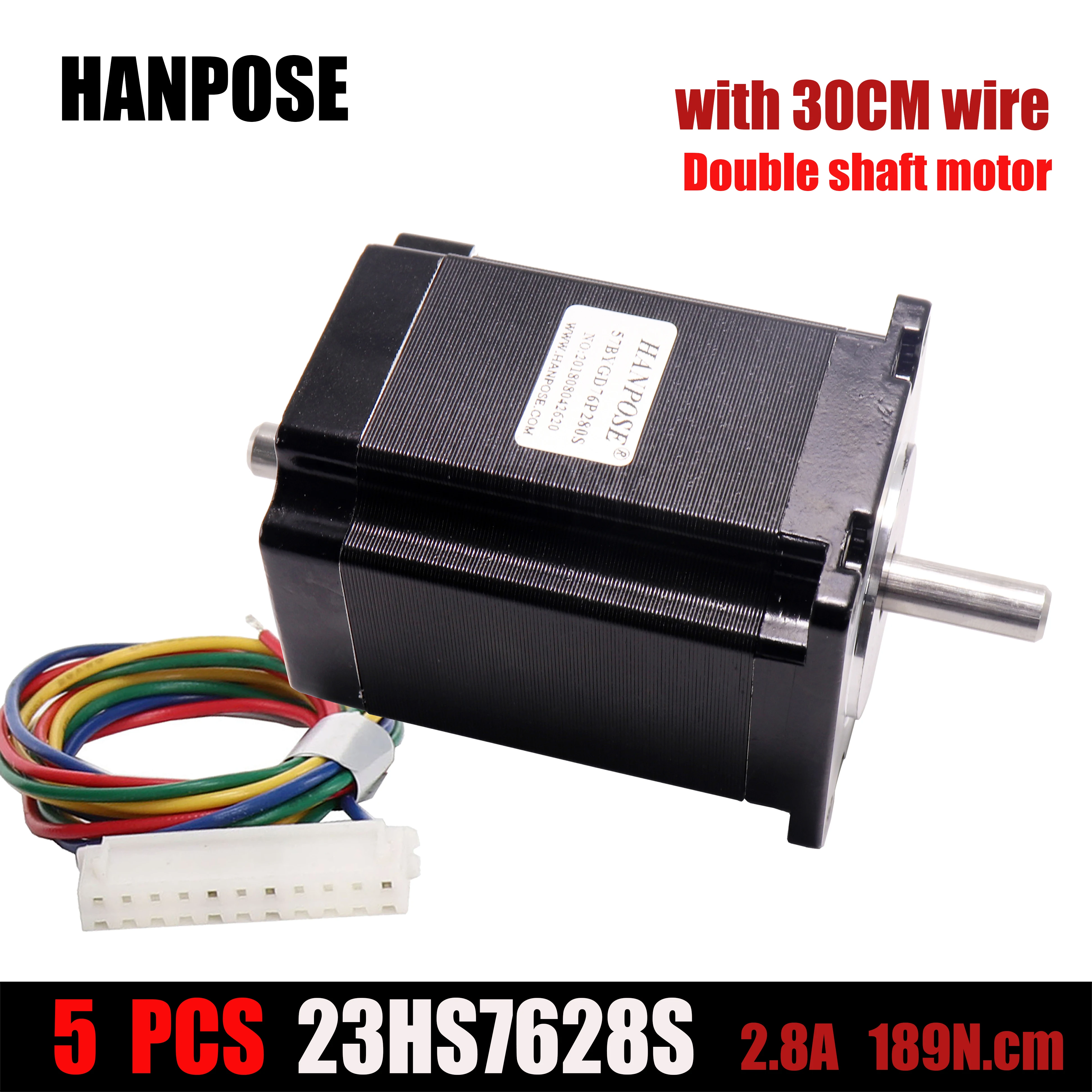 

23hs7628 5pcs Stepper motor 56mm 2.8A Nema23 Router Engraving milling machine 3D printer CNC double shaft stepping motor