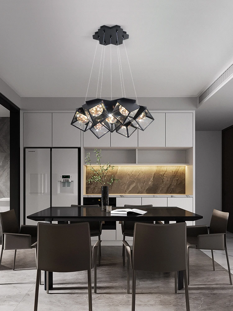 Black White Modern Led Chandelier Lighting For Living Room Study Room Dimmable Indoor Lamps