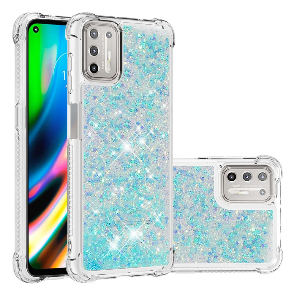 Simpatici Astucci Liquidi Glitter Quicksand Per Motorola G9 Plus Custodia Cover Paraurti In Tpu Morbido Trasparente Per Moto G9 Plus Coque