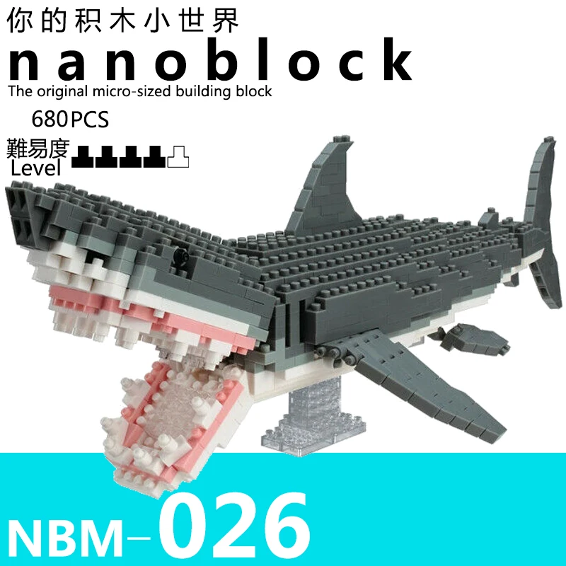 KAWADA нано блок животных DX большая белая акула NBM-027 680 шт микро размер блок