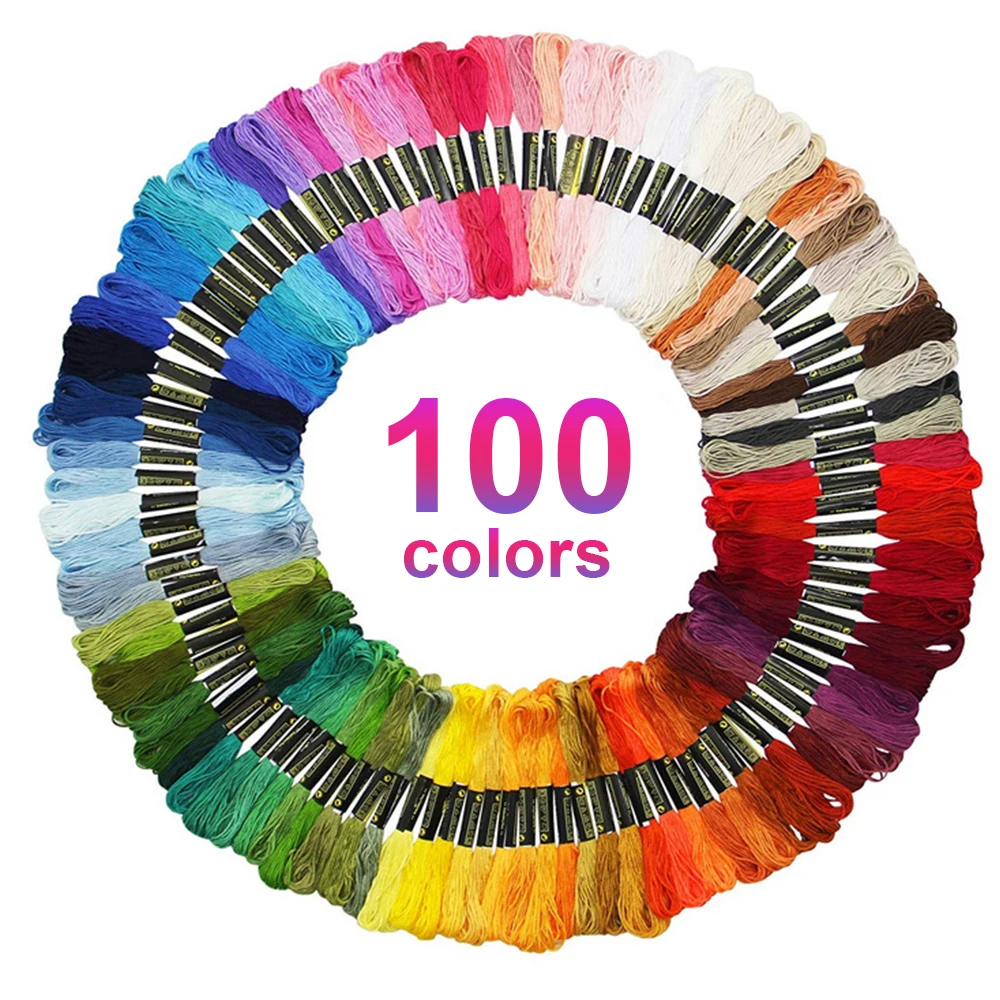 Новинка 100 цветов хлопковое шитье крестиком нить для вышивки моток пряжи набор