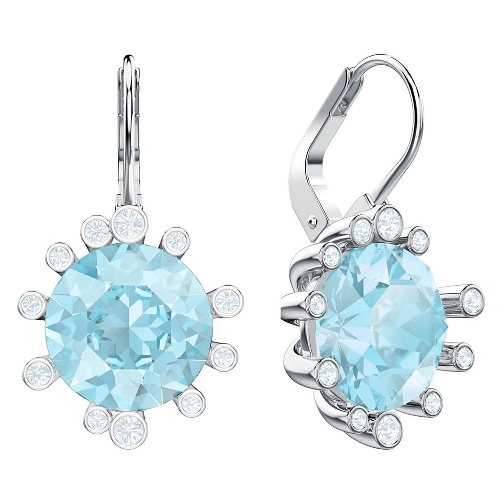 

SWA RO Fashion 2019 Original New OLIVE Pierced Earrings Ocean Color Round Crystal Female Engagement Romantic Stud Earrings Gift