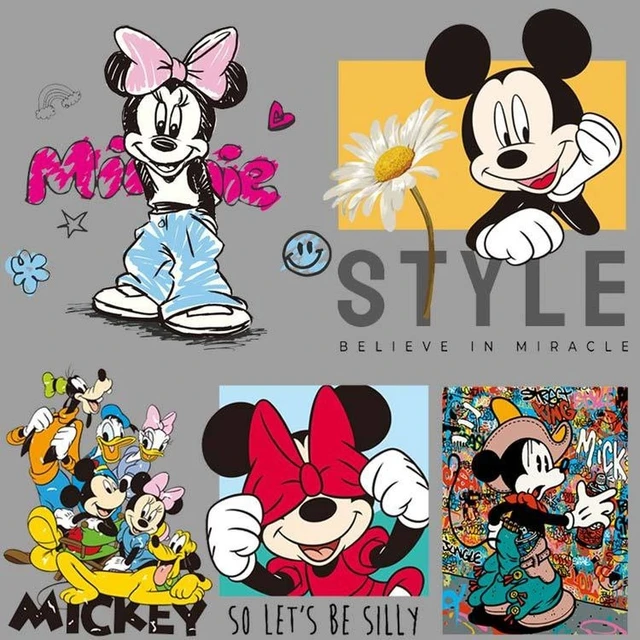 Mickey Minnie Mouse Iron on Patches for Clothing Heat-adhesive