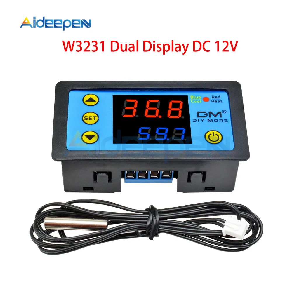 W3231 DC 12V W3230 AC 110 V-220 V DC 12 V Светодиодный дисплей Цифровой термостат Температура Терморегулятор Цифровой регулятор температуры Контрольные приборы Регулятор Обогрев Охлаждение - Цвет: W3231 DC 12V