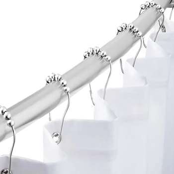 

10pcs/Set Package Polished Satin Nickel 5 Roller Ball Shower Curtain Rings Hooks Antirust hanging ring for Bathroom Shower Rods