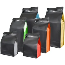 Saco de empacotamento do feijão de café da parte inferior 500g da caixa dos sacos do zíper do vestuário da cor preta 25 pces