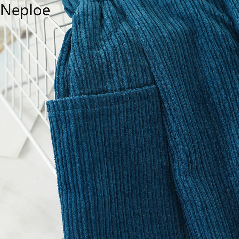 Neploe Вельветовые женские брюки, зима, Конг-стиль, на молнии, с карманами, брюки, модные, с высокой талией, по щиколотку, брюки 80439