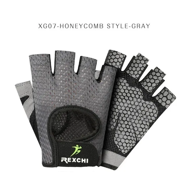 Professional Gym Fitness Gloves Power Weight Lifting Women Men Crossfit Workout Bodybuilding Half Finger Hand Protector - Цвет: XG07 gray