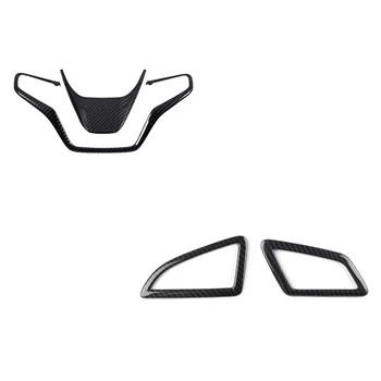 

2 Pcs Abs Carbon Fiber Vent Trims Decoration Stickers & 2 Pcs Abs Steering Wheel Trims Sticke