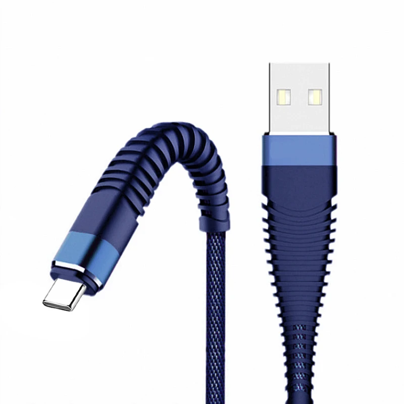 Синий Type-c Usb 1 м Быстрая быстрая зарядка нейлоновая оплетка 2.4A для huawei Xiaomi зарядный кабель шнур зарядный кабель - Цвет: Синий