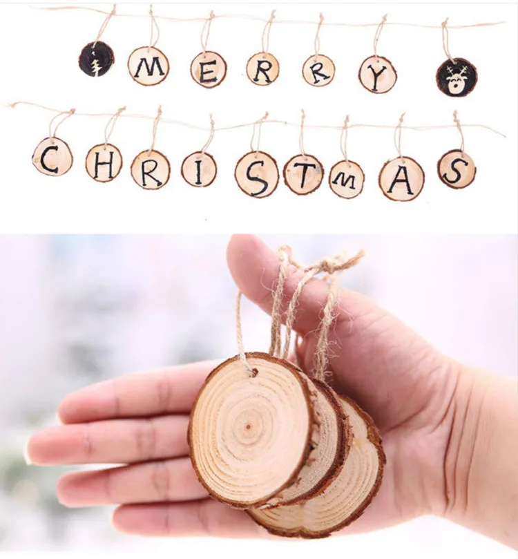 

Natural Wood Slices 40 Pcs Craft Wood kit Unfinished Predrilled with Hole Wooden Circles for Arts and Crafts DIY Christmas Ornam