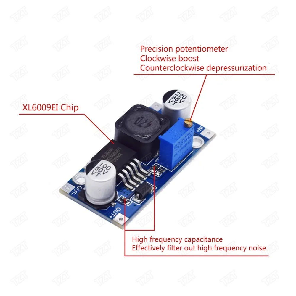 TZT Boost Buck DC-DC, Регулируемый понижающий преобразователь XL6009, модуль питания 20 Вт, 5-32 В, 1,2-35 в