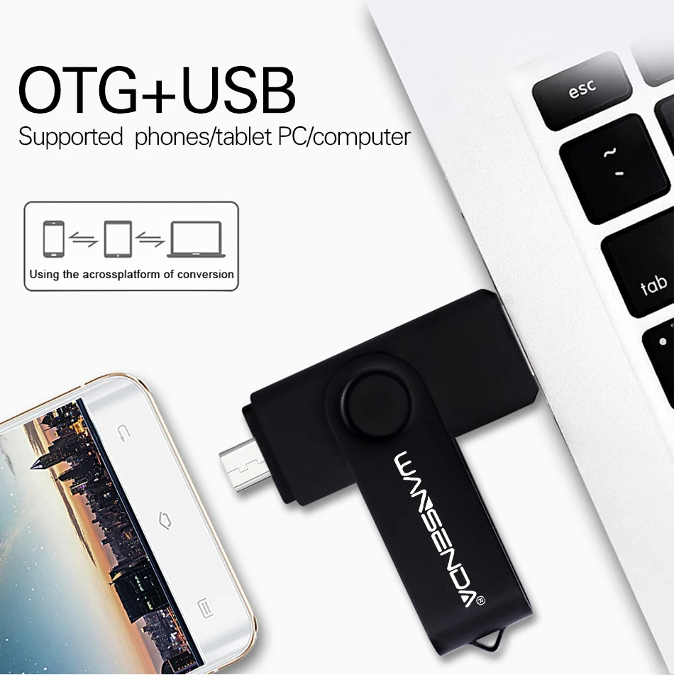 Новинка WANSENDA OTG USB флеш накопитель cle Usb 2 0 карта памяти 128 Гб 32 64 256 Смартфон