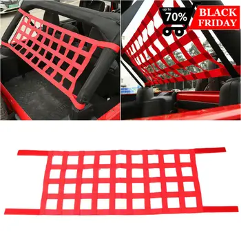 

1pc Multifunction Mesh Flexible Cargo Net Red ABS Stable Car Roof Hammock Net For Jeep Wrangler YJ TJ JK JL JLU 61.5" X 19"