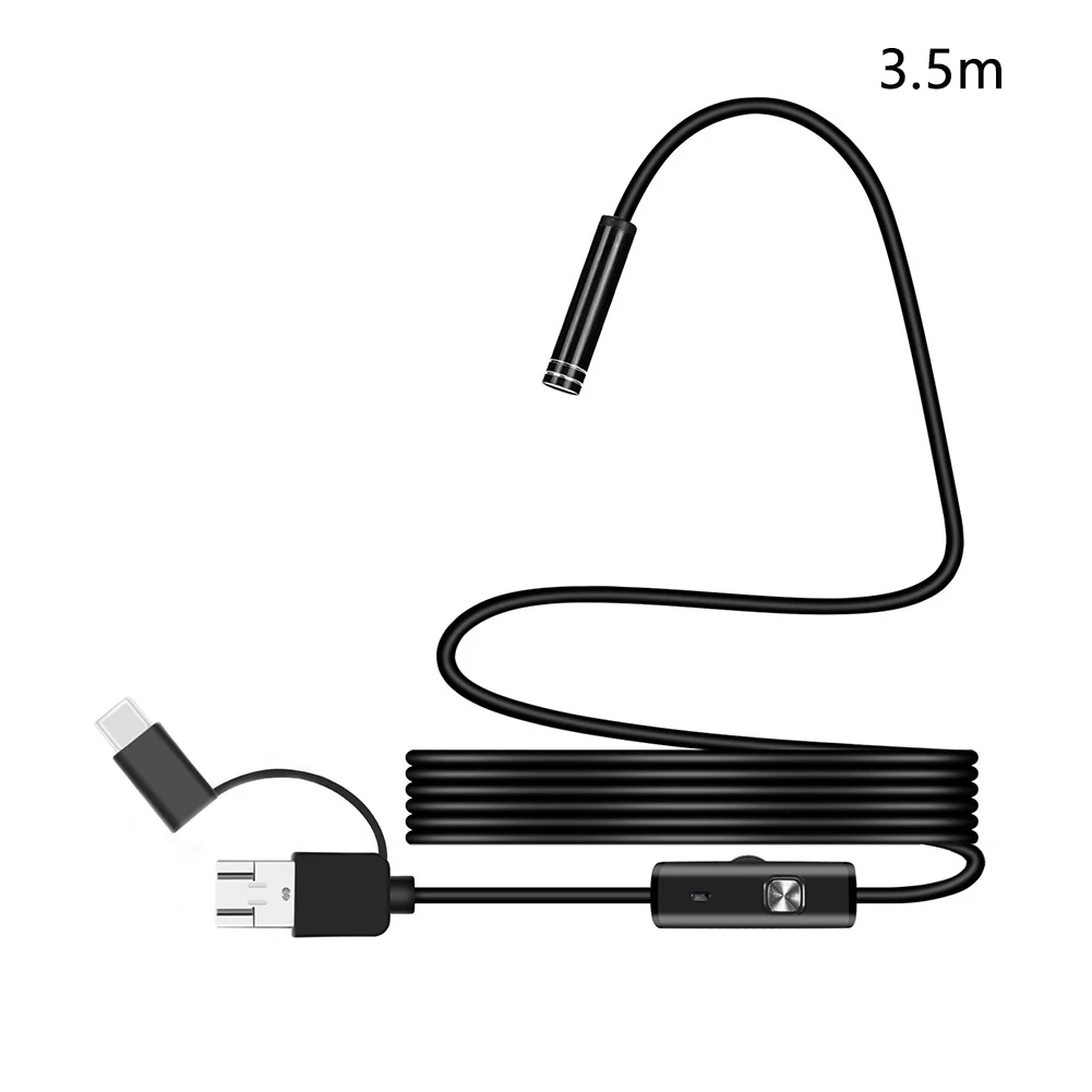 3 в 1 бороскоп геодезическая труба гибкий USB эндоскоп Тип C Регулируемая Инспекционная камера Многофункциональный Ремонт HD телефон ПК - Цвет: 3.5m