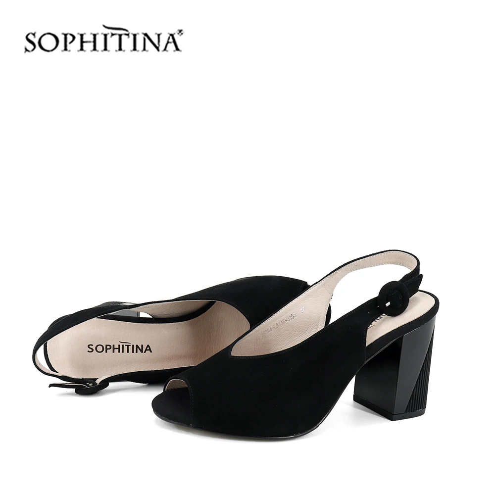 SOPHITINA/однотонные женские босоножки; модный дизайн; удобная элегантная обувь на квадратном каблуке с пряжкой; сандалии ручной работы; Лидер продаж; C187