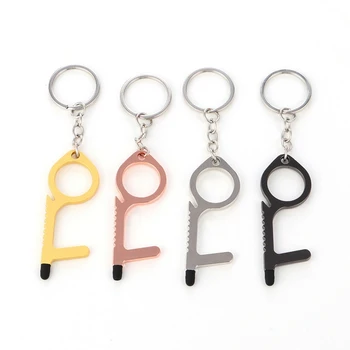 

4PCS of Clean Key Door Opener Handheld Brass EDC Keychain No Press Hand Tool