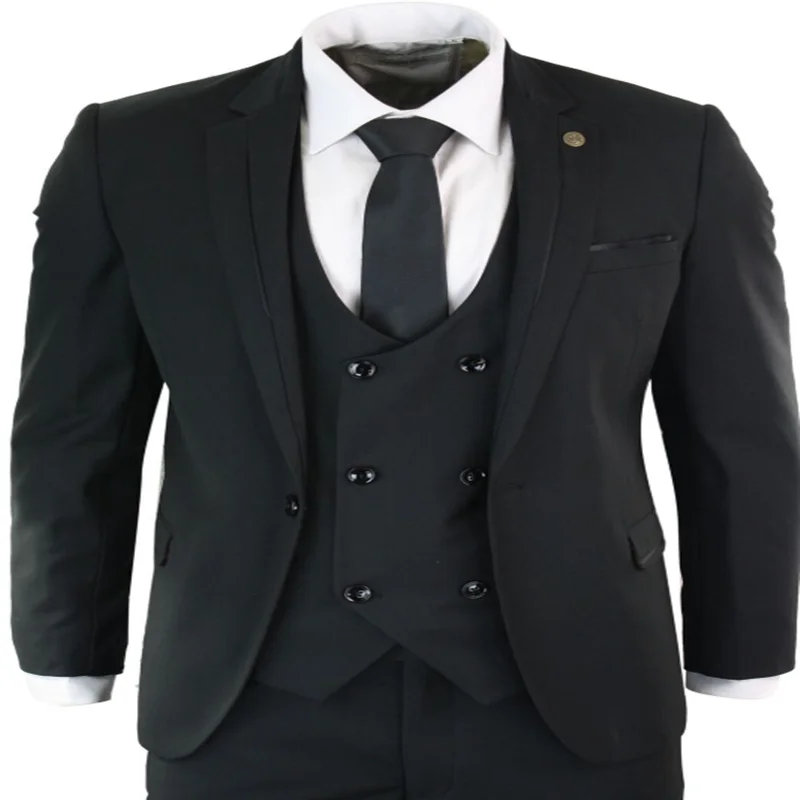 Черные мужские костюмы 3 шт 2 кнопки костюм Homme Slim Fit Марк Дарси смокинг двубортный Свадебный или Выпускной костюм