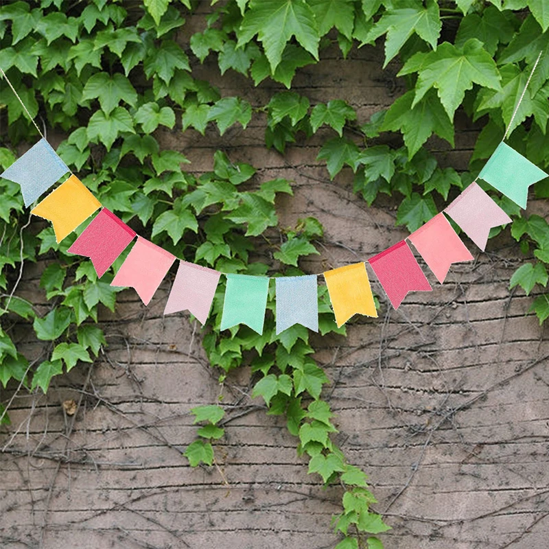 12 Flags Colorful Garlands Christmas Bunting Banner Flag For Wedding Birthday Celebration Party Hanging Garland Decoration