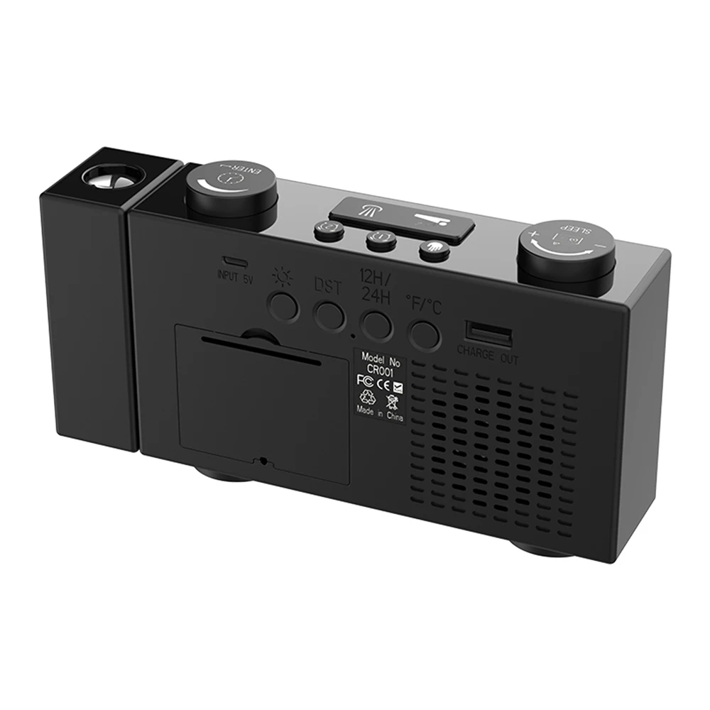 Digital Alarm Clock FM Projection Radio Alarm Clock with Snooze Thermometer Table Clock USB LEDs Alarm Clocks