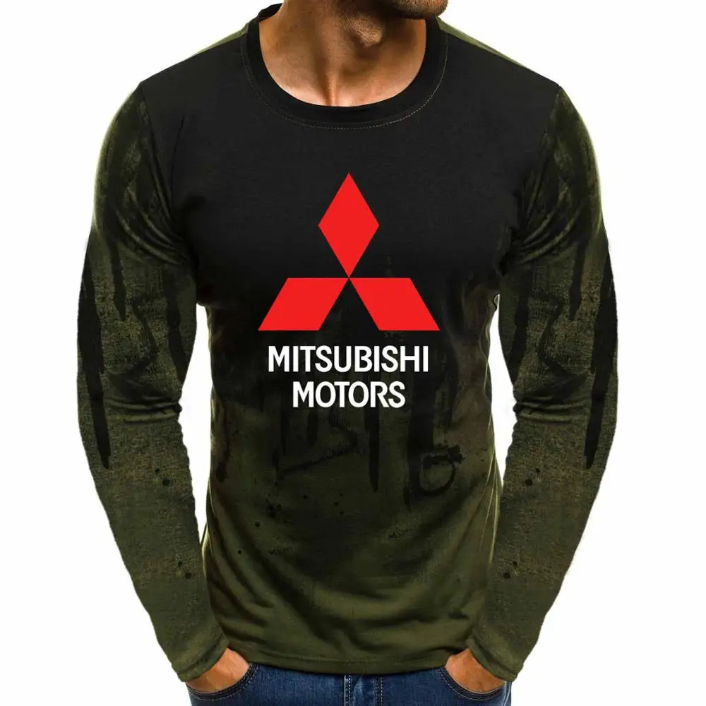 Пуловер с круглым вырезом и градиентом, толстовки с логотипом Mitsubishi Motors, повседневные хлопковые мужские толстовки в стиле хип-хоп, Harajuku, мужская одежда