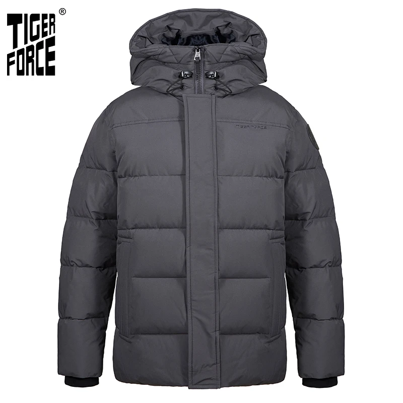 Новинка 2020 мужская зимняя куртка TIGER FORCE деловое повседневное пальто с капюшоном