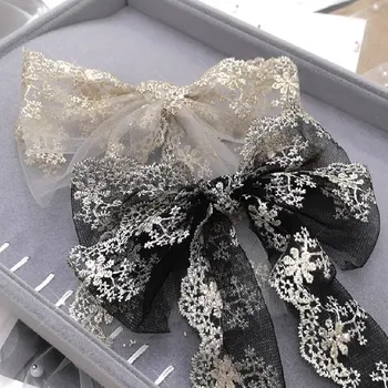 Billig 2020 Neue Stoff Spitze Großen Bogen Feder Clip Perle Bowknot Haar Pins Für Frauen Mädchen Haar Schmuck Mode Headwear Haar Zubehör